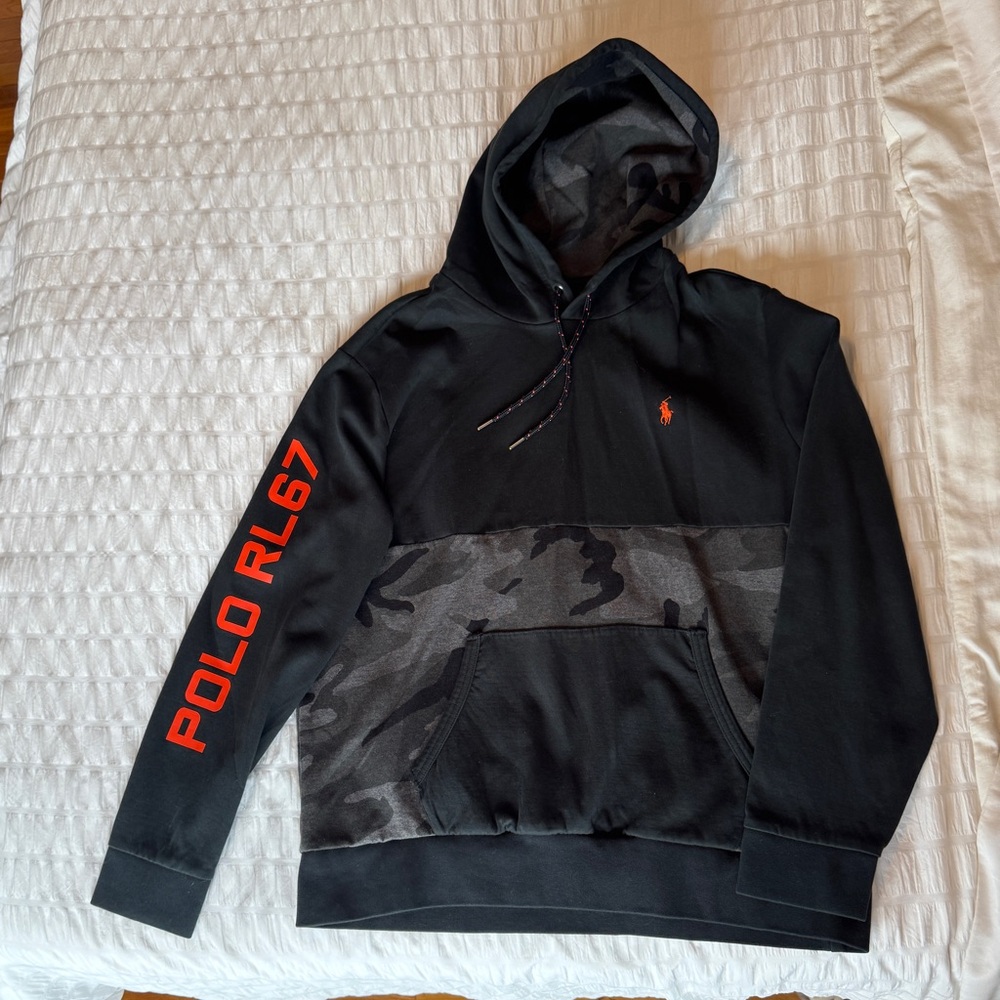 Polo by Ralph Lauren Black and Gray Hoodie with Red Details